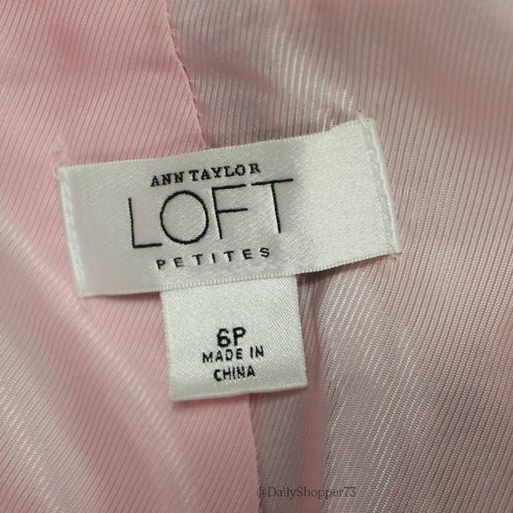 LOFT Ann Taylor Petite Women's Light Pink Black Floral Basketweave Dress Jacket - Picture 7 of 8